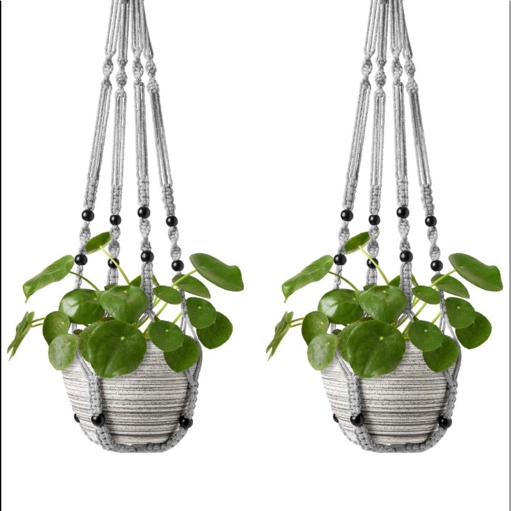 Mkono Macrame Plant Hanger Basket with Wood Beads